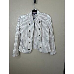 NWT Tommy‎ Hilfiger Gray Blazer Medium striped collared cotton long sleeve